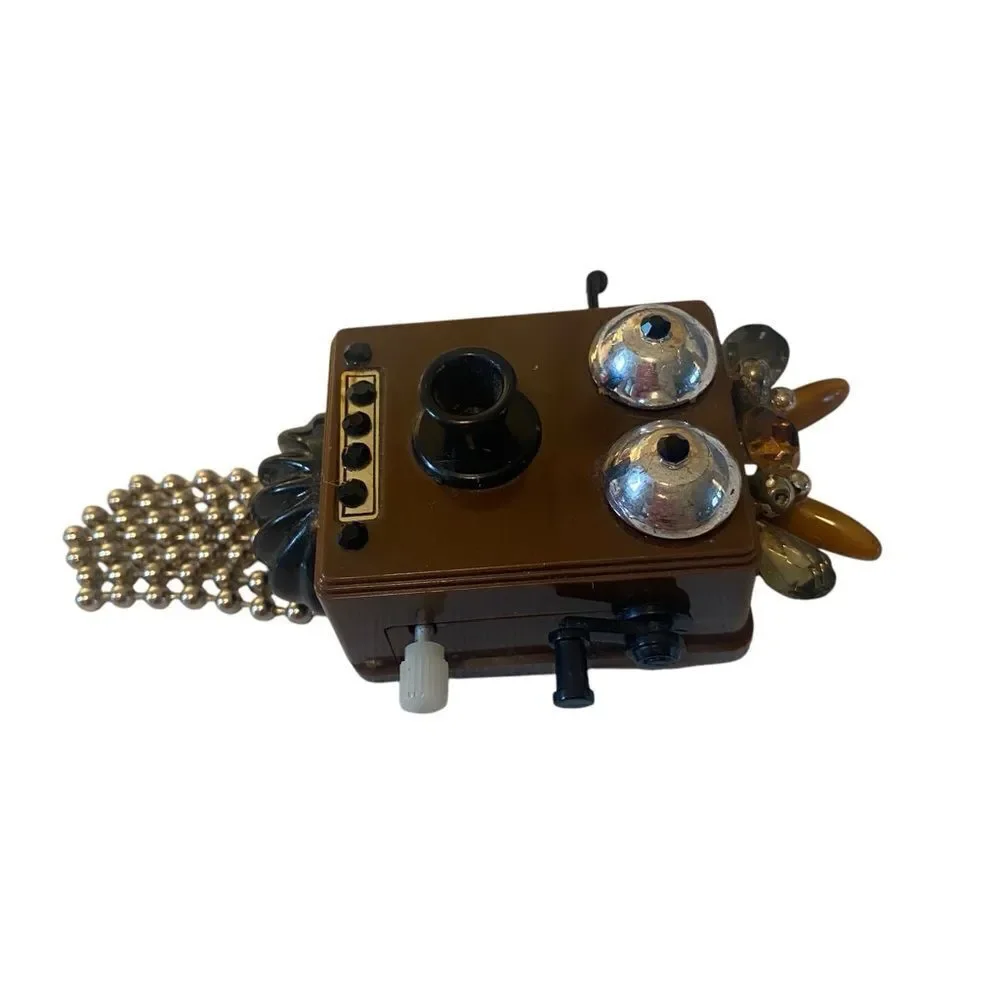 Amazing & Wholly Unique Vintage One of a Kind Telephone Robot Pin/Brooch.
